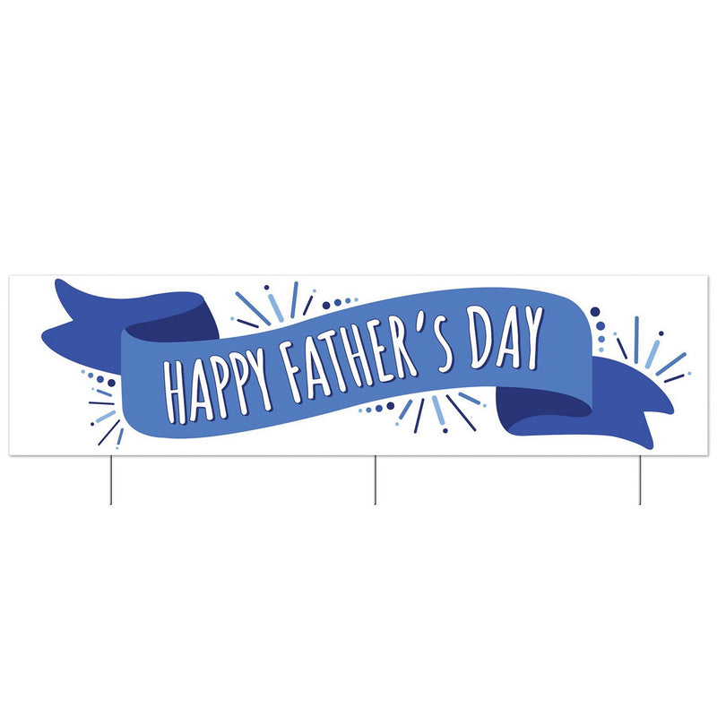 Plas Jumbo Happy Father's Day Yard Sign – 11¾" x 3' 11" – (1/Pkg) by Beistle for Mothers and Fathers Day Plastic Yard Signs