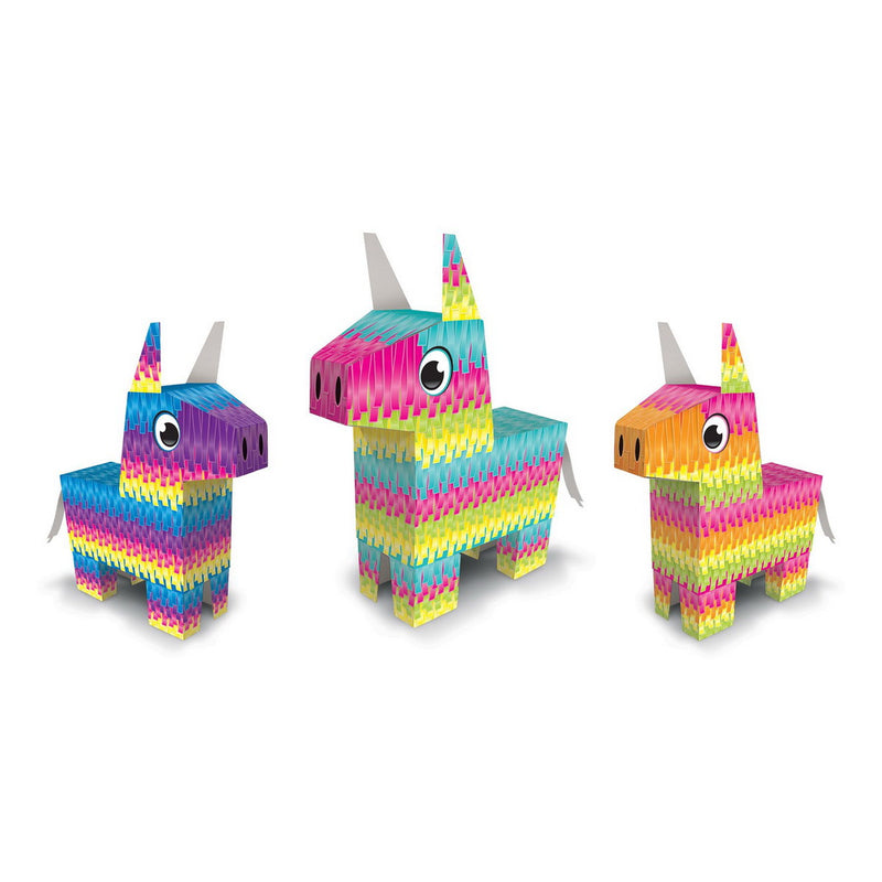 3-D Pinata Centerpieces – 2-6½" & 1-10½" – (3/Pkg) by Beistle for Fiesta and Cinco de Mayo