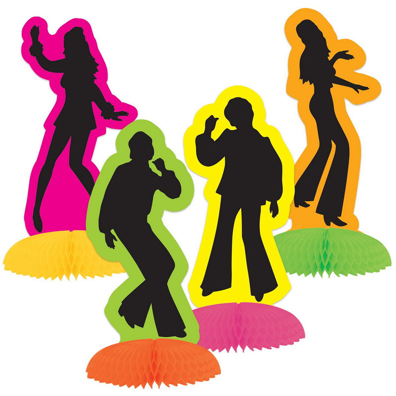 Retro 70's Silhouette Mini Centerpieces – 5½" – (8/Pkg) by Beistle Tissue