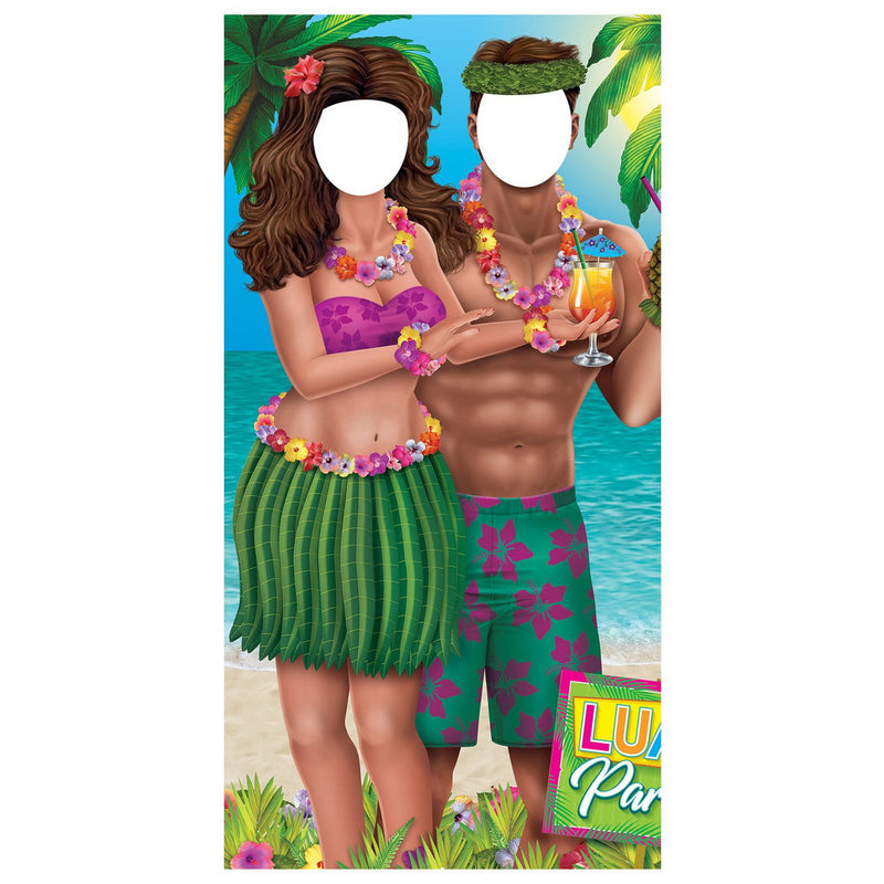 Luau Couple Photo Prop Stand-Up – 6' ¾" x 3' 1½" – (1/Box) by Beistle Photo Props