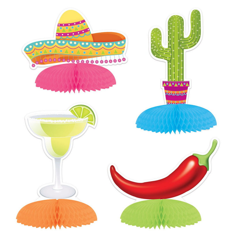 Fiesta Mini Centerpieces – 3¾"-5¼" – (8/Pkg) by Beistle for Fiesta and Cinco de Mayo Tissue