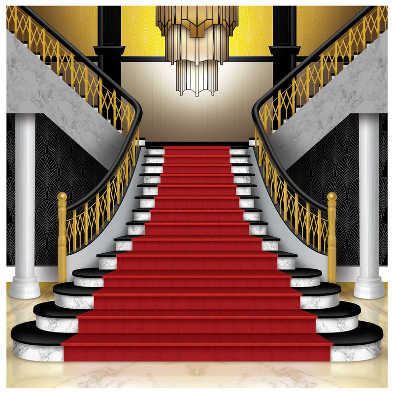 Red Carpet Grand Staircase Photo Prop – 7' x 6' – (1/Box) by Beistle for Prom Photo Props