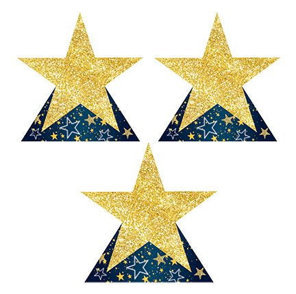 Starry Night Star Stand-Ups – Asstd – (3/Box) by Beistle for Prom 3-D Props