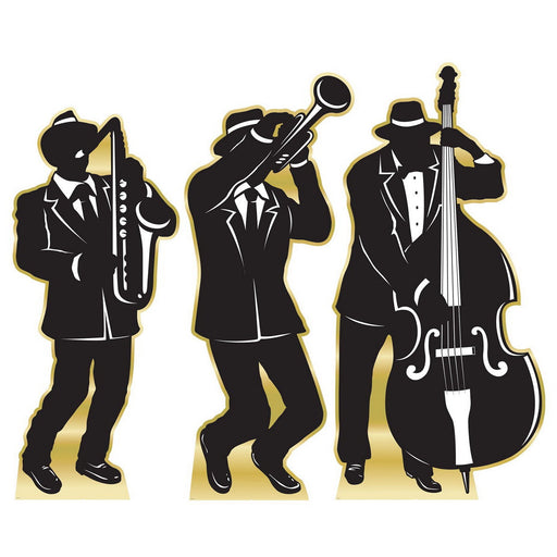 Great 20's Jazz Band Silhtte Stand-Ups – 6' 4½" x 3' 1¼" – (3/Box) by Beistle for Prom 3-D Props