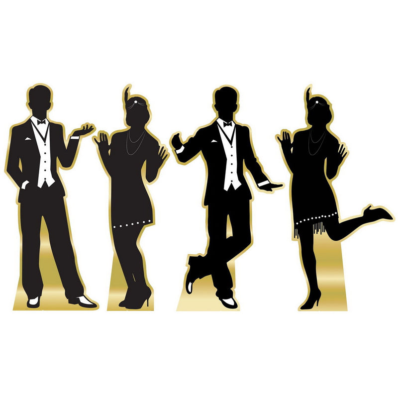 Great 20's Dancer Silhouette Stand-Ups – 5' 5" x 34½" – (4/Box) by Beistle for Prom 3-D Props