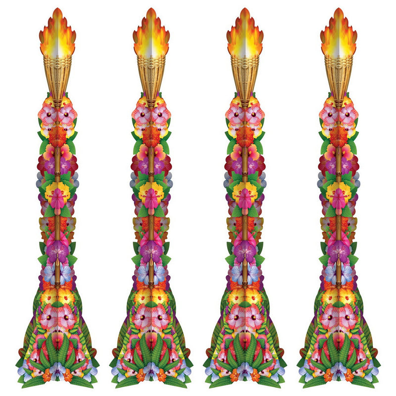 Luau 3-D Tiki Torch Props – 3' 11" – (4/Box) by Beistle for Prom 3-D Props