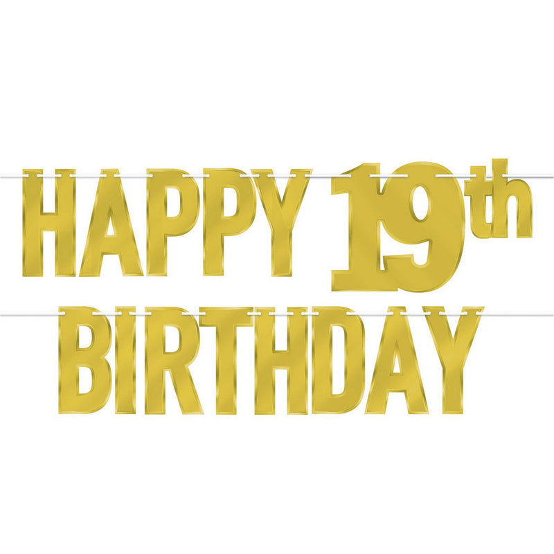 Foil Happy "19th" Birthday Streamer – 7½" x 5' – (1/Pkg) by Beistle for Age-specific birthday Streamers