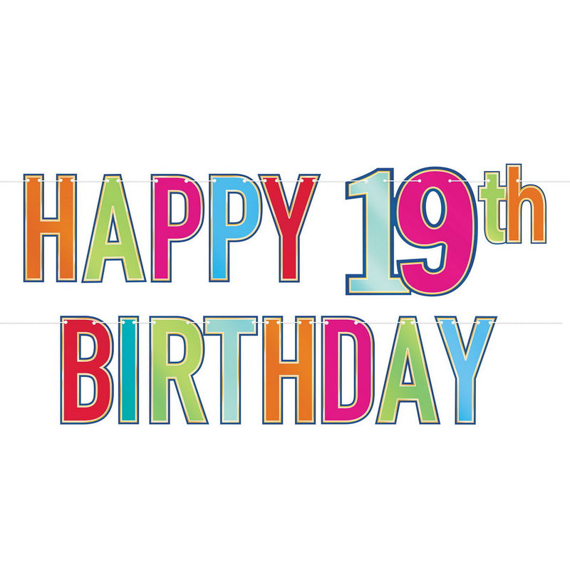 Foil Happy "19th" Birthday Streamer – 7½" x 5' – (1/Pkg) by Beistle for Age-specific birthday Streamers