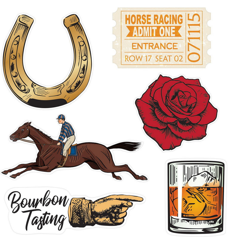 Vintage Horse Racing Mini Cutouts – 3"-7½" – (6/Pkg) by Beistle for Derby Day Printed