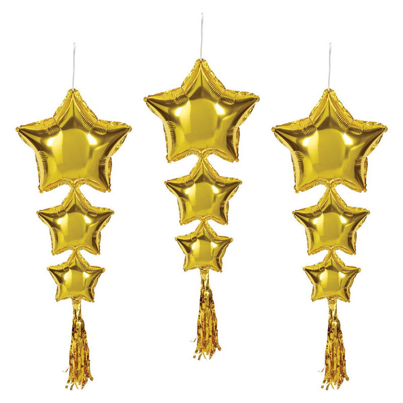 Star Balloons w/Tassels – 3' 9" – (3/Pkg) by Beistle for General occasion Mylar