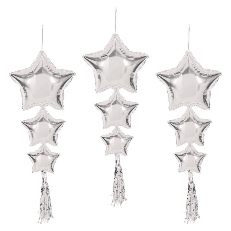 Star Balloons w/Tassels – 3' 9" – (3/Pkg) by Beistle for General occasion Mylar