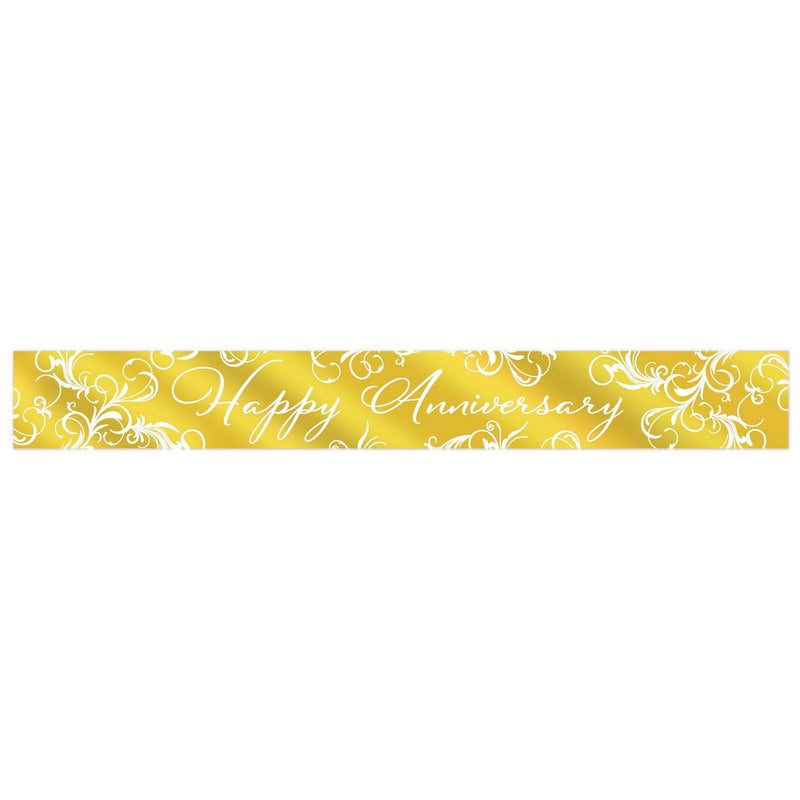 Metallic Happy Anniversary Banner – 7½" x 5' – (1/Pkg) by Beistle Metallic Banners