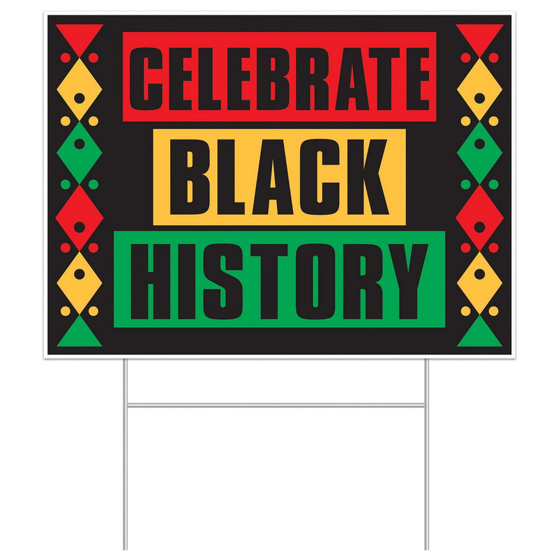 Plastic Celebrate BH Yard Sign – 11½" x 15½" – (1/Pkg) by Beistle for Black History Month Plastic Yard Signs