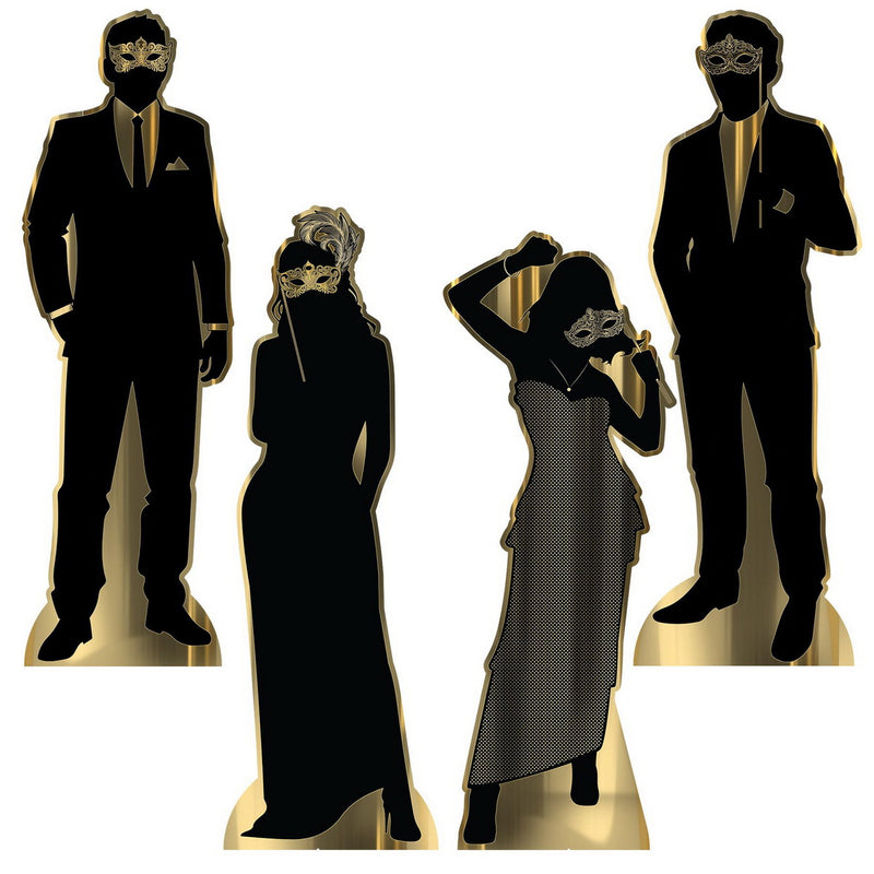 Masquerade Silhouette Stand-Ups – 5' 11" x 24¾" – (4/Box) by Beistle for Prom 3-D Props
