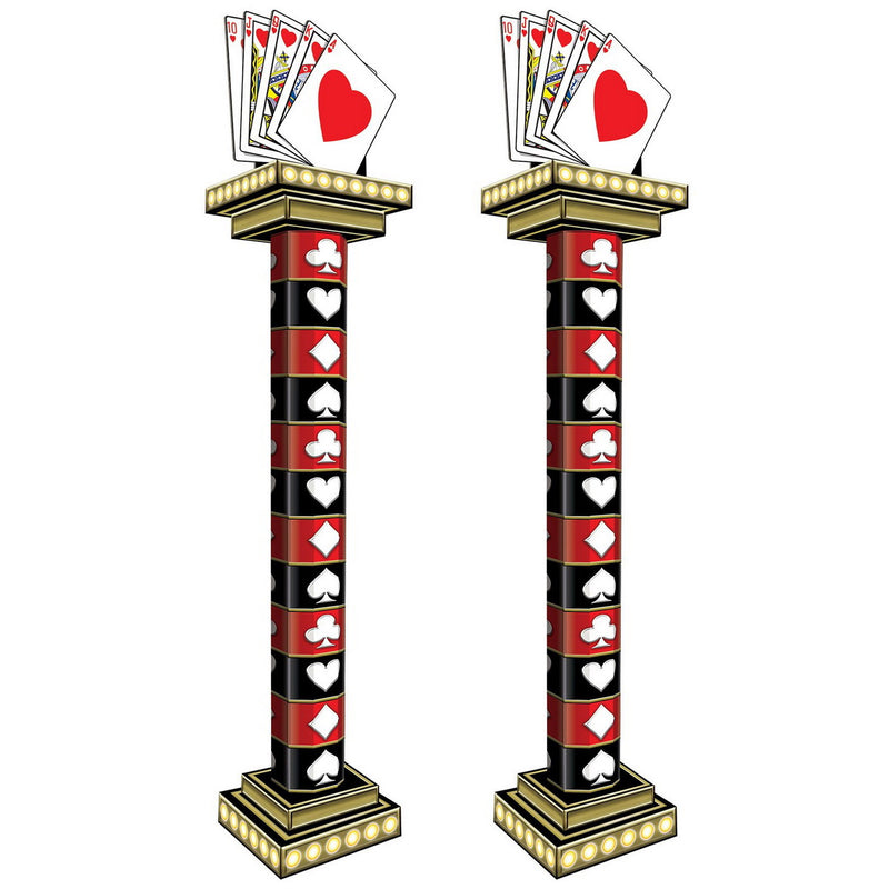 Casino 3-D Tall Column Props – 7' x 19½" – (2/Box) by Beistle for Prom 3-D Props