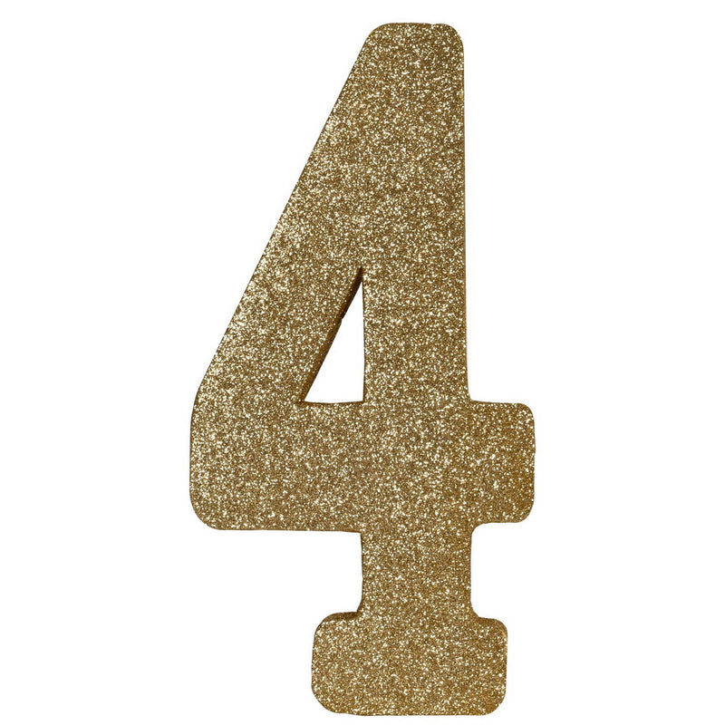 3-D Glittered "4" Centerpiece – 8" x 4" x 1" – (1/Pkg) by Beistle for Age-specific birthday