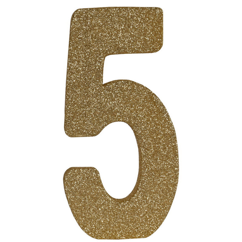 3-D Glittered "5" Centerpiece – 8" x 4" x 1" – (1/Pkg) by Beistle for Age-specific birthday
