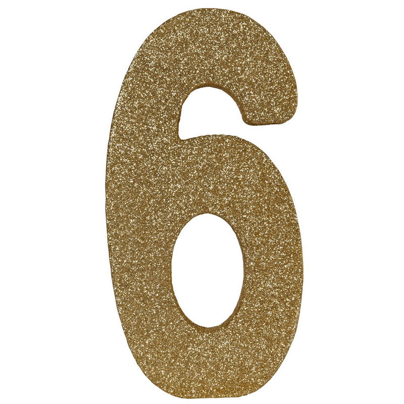 3-D Glittered "6" Centerpiece – 8" x 4" x 1" – (1/Pkg) by Beistle for Age-specific birthday