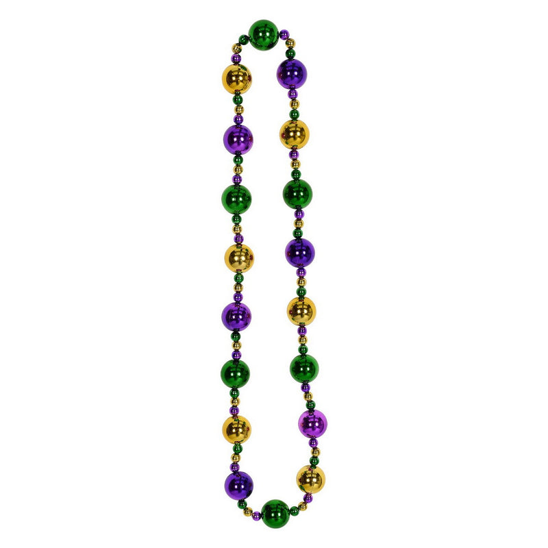 Jumbo Mardi Gras Beads – 38" – (1/Card) by Beistle Round Party Beads
