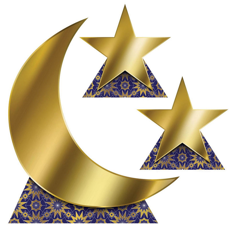 Ramadan Moon & Stars Stand-Ups – Asstd – (3/Box) by Beistle 3-D Props