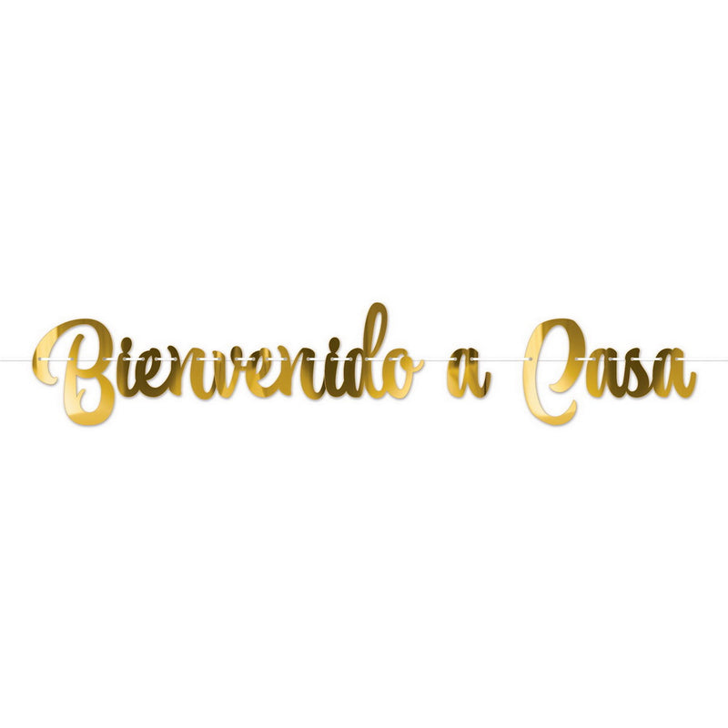 Foil Bienvenido a Casa Streamer – 11" x 5' – (1/Pkg) by Beistle for General occasion Streamers