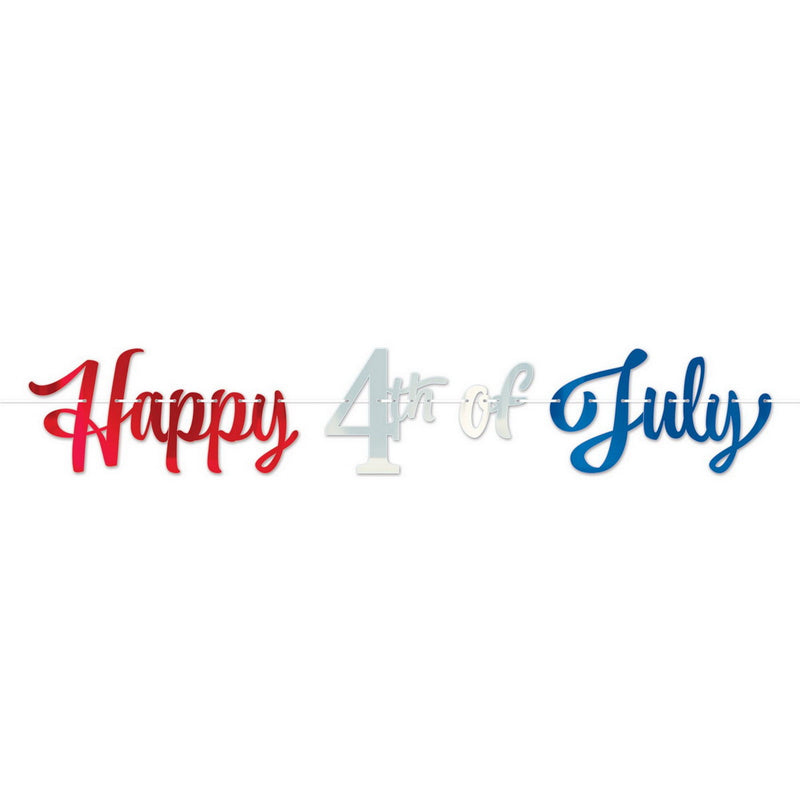 Foil Happy 4th Of July Streamer – 10" x 5' – (1/Pkg) by Beistle for Patriotic Streamers