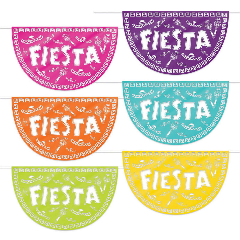 Fiesta Picado Style Plastic Buntings – 30" x 18" – (6/Pkg) by Beistle for Fiesta and Cinco de Mayo