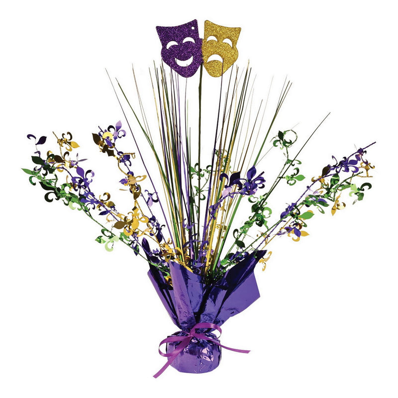Mardi Gras Gleam 'N Spray Centerpiece – 15" – (1/Pkg) by Beistle Gleam 'N Burst