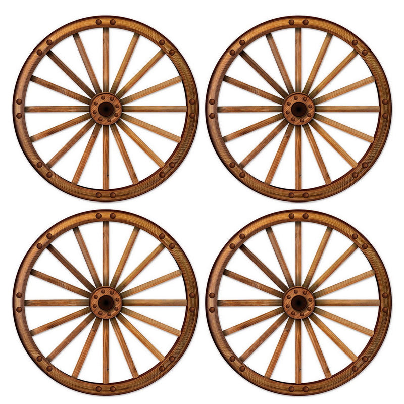 Wagon Wheel Cutouts – 18½" – (4/Pkg) by Beistle for Western Printed