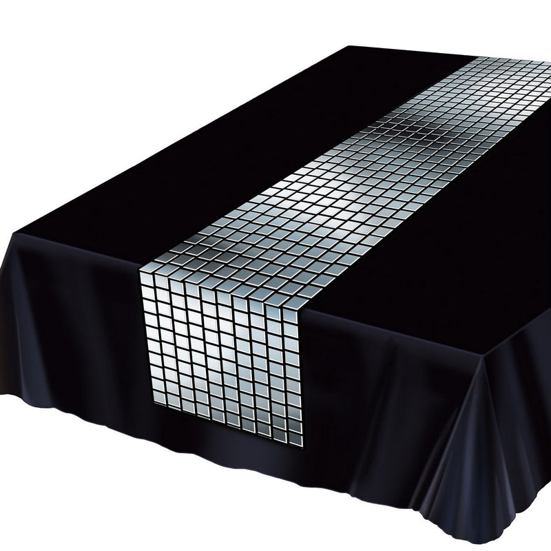 Metallic Disco Ball Table Runner – 10" x 6' – (1/Pkg) by Beistle for 70's Table Runners - Printed