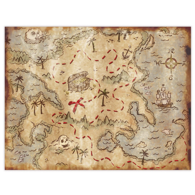 Plastic Treasure Map Placemats – 10" x 13" – (4/Pkg) by Beistle for Pirate Accessories