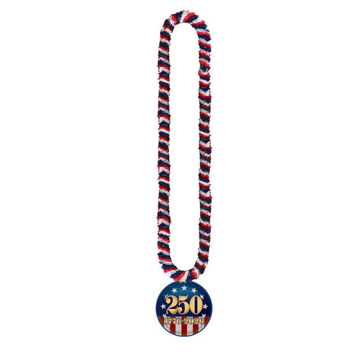 Soft-Twst Poly Leis w/Semiquin Medallion – 2" x 36" – (4/Card) by Beistle for Patriotic