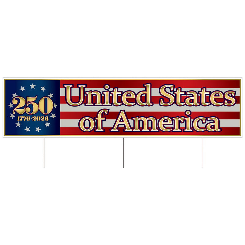 Plastic Jumbo Semiquin Yard Sign – 11¾" x 3' 11" – (1/Pkg) by Beistle for Patriotic Plastic Yard Signs