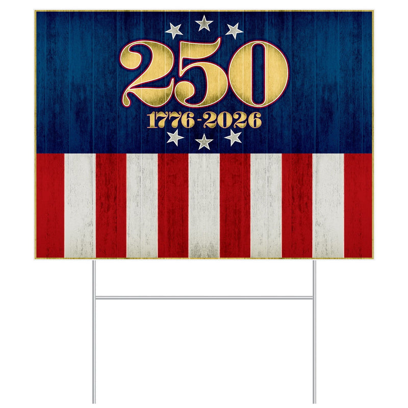 Plastic Semiquincentennial Yard Sign – 11½" x 15½" – (1/Pkg) by Beistle for Patriotic Plastic Yard Signs