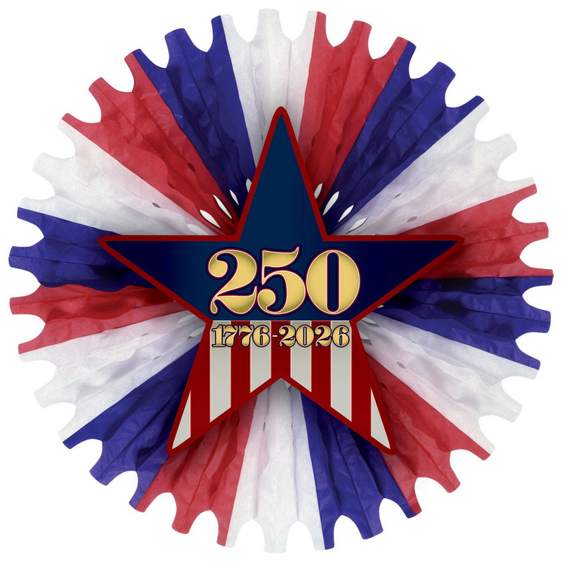 Semiquincentennial Fan-Tag w/25" Fan – (1/Pkg) by Beistle for Patriotic Novelty Tissue