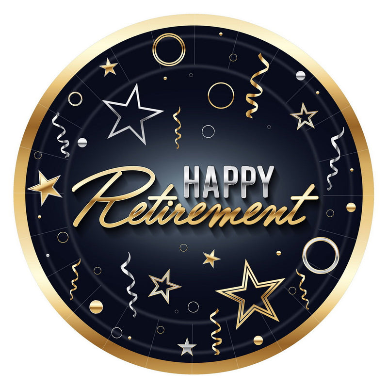 Happy Retirement Plates – 9" – (8/Pkg) by Beistle Plates-Dinner
