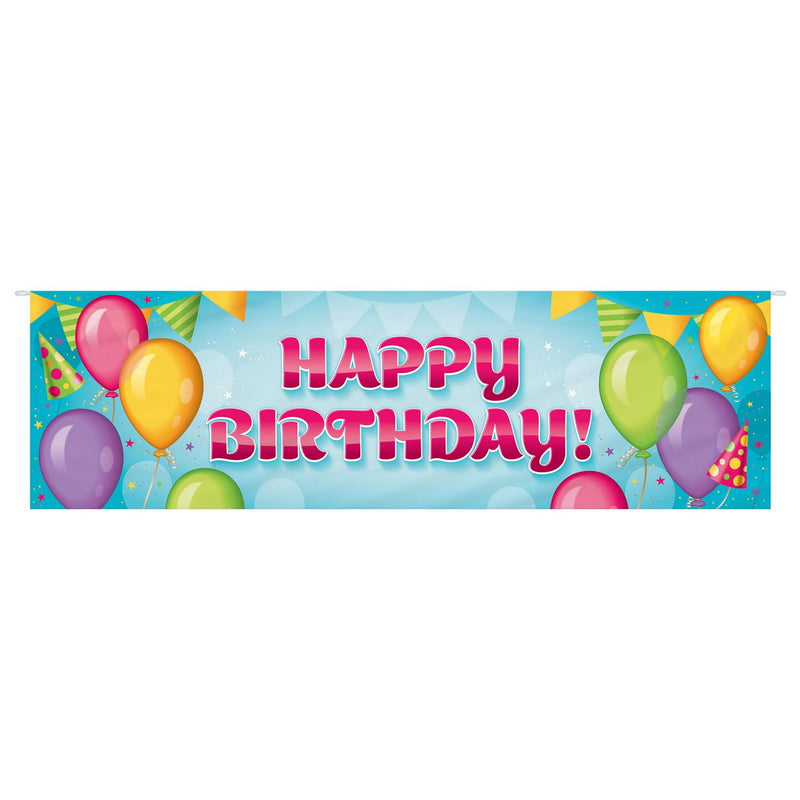 Fabric Happy Birthday Banner – 17¼" x 4' 11" – (1/Pkg) by Beistle Fabric Banners