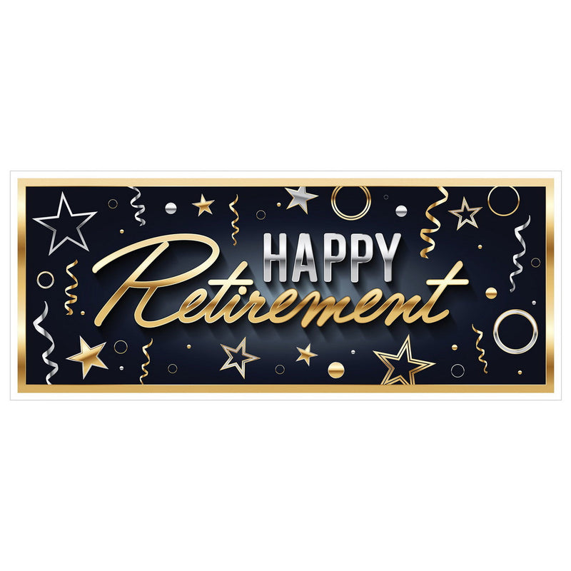 Happy Retirement Oversized Sign Banner – 30" x 6' – (1/Pkg) by Beistle All-Weather