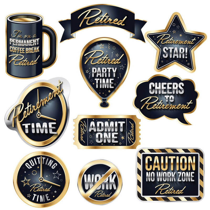 Happy Retirement Photo Fun Signs – 6"-11¾" – (10/Pkg) by Beistle