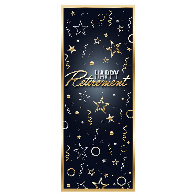 Happy Retirement Door Cover – 6' x 30" – (1/Pkg) by Beistle Door Covers