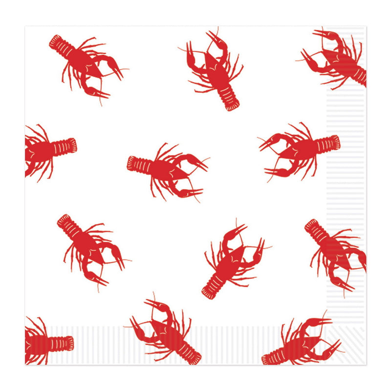 Crawfish Beverage Napkins – (16/Pkg) by Beistle for Mardi Gras Napkins-Beverage