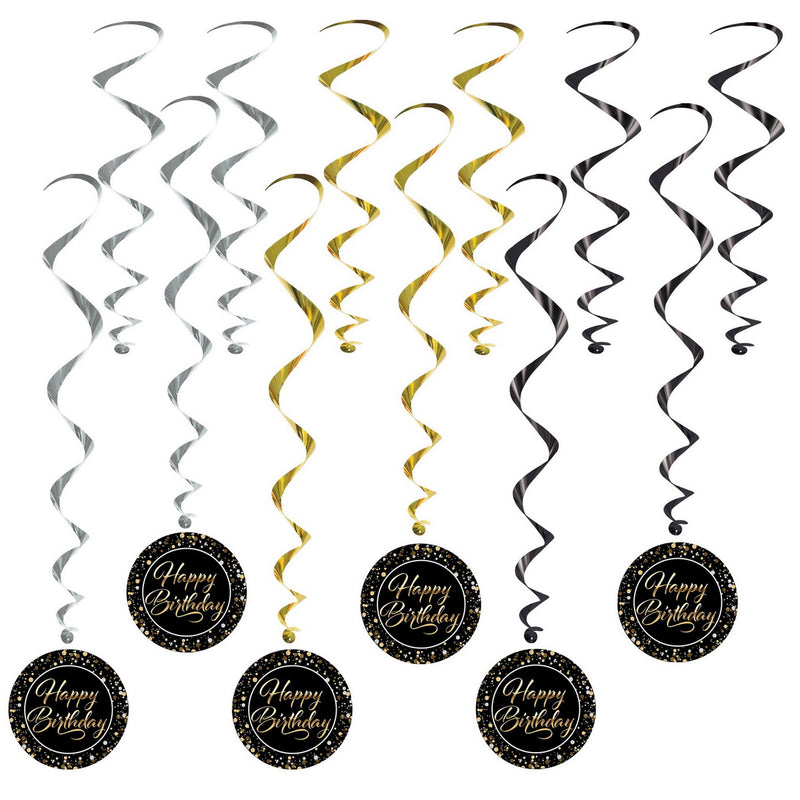 Happy Birthday Whirls – 17½"-30½" – (12/Pkg) by Beistle for Age-specific birthday
