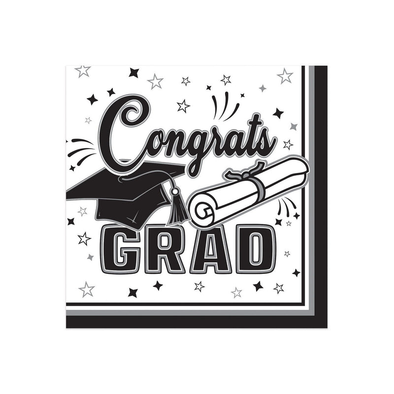 Congrats Grad Beverage Napkins – (36/Pkg) by Beistle for Graduation Napkins-Beverage