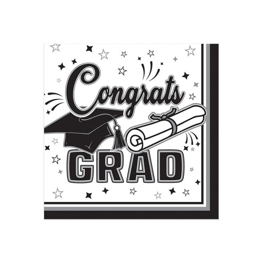 Congrats Grad Beverage Napkins – (36/Pkg) by Beistle for Graduation Napkins-Beverage