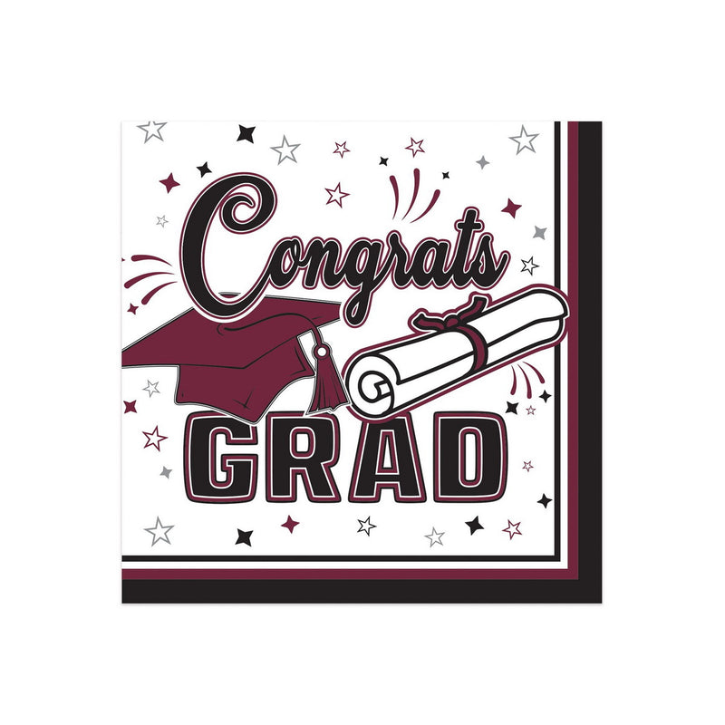 Congrats Grad Beverage Napkins – (36/Pkg) by Beistle for Graduation Napkins-Beverage