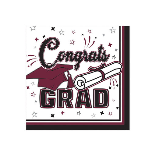 Congrats Grad Beverage Napkins – (36/Pkg) by Beistle for Graduation Napkins-Beverage