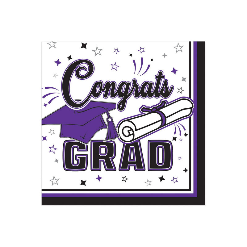 Congrats Grad Beverage Napkins – (36/Pkg) by Beistle for Graduation Napkins-Beverage