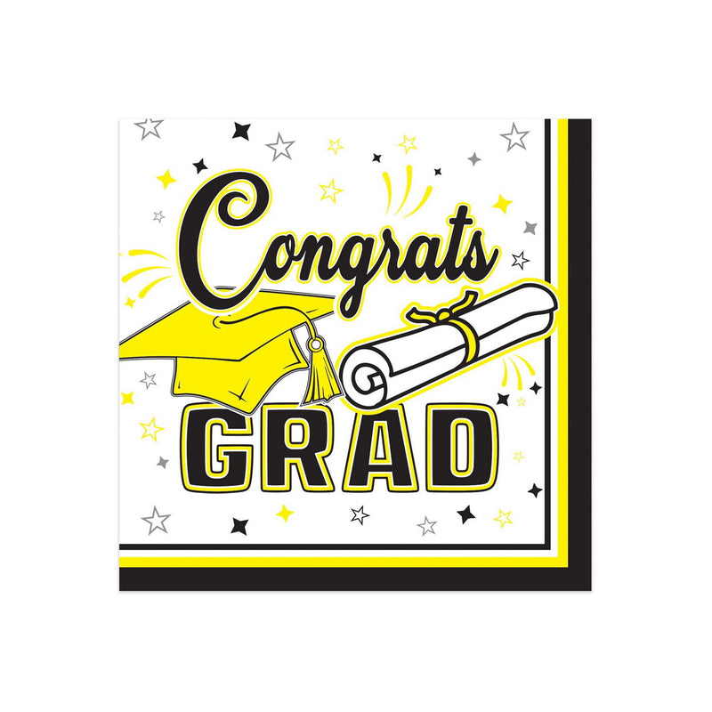 Congrats Grad Beverage Napkins – (36/Pkg) by Beistle for Graduation Napkins-Beverage
