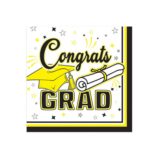 Congrats Grad Beverage Napkins – (36/Pkg) by Beistle for Graduation Napkins-Beverage