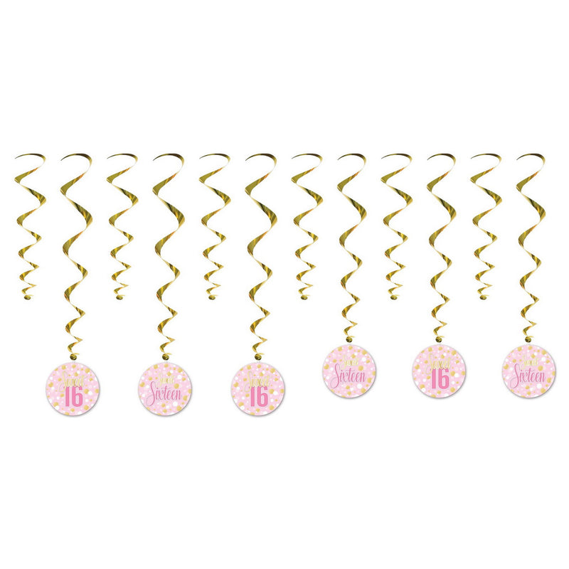 Sweet 16 Whirls – 17½"-30½" – (12/Pkg) by Beistle